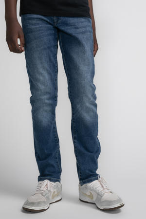 tapered jeans dark blue denim