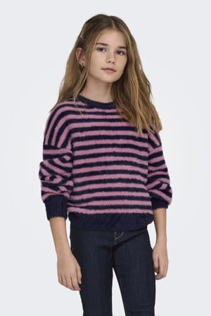 trui gebreid donkerblauw/lila