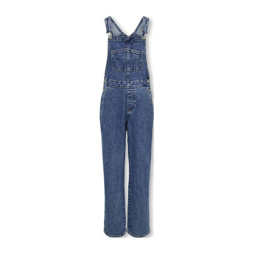 KIDS ONLY GIRL denim wide leg tuinbroek medium blue denim Blauw Effen