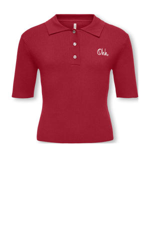 polo rood rib gebreid