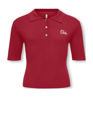 polo rood rib gebreid