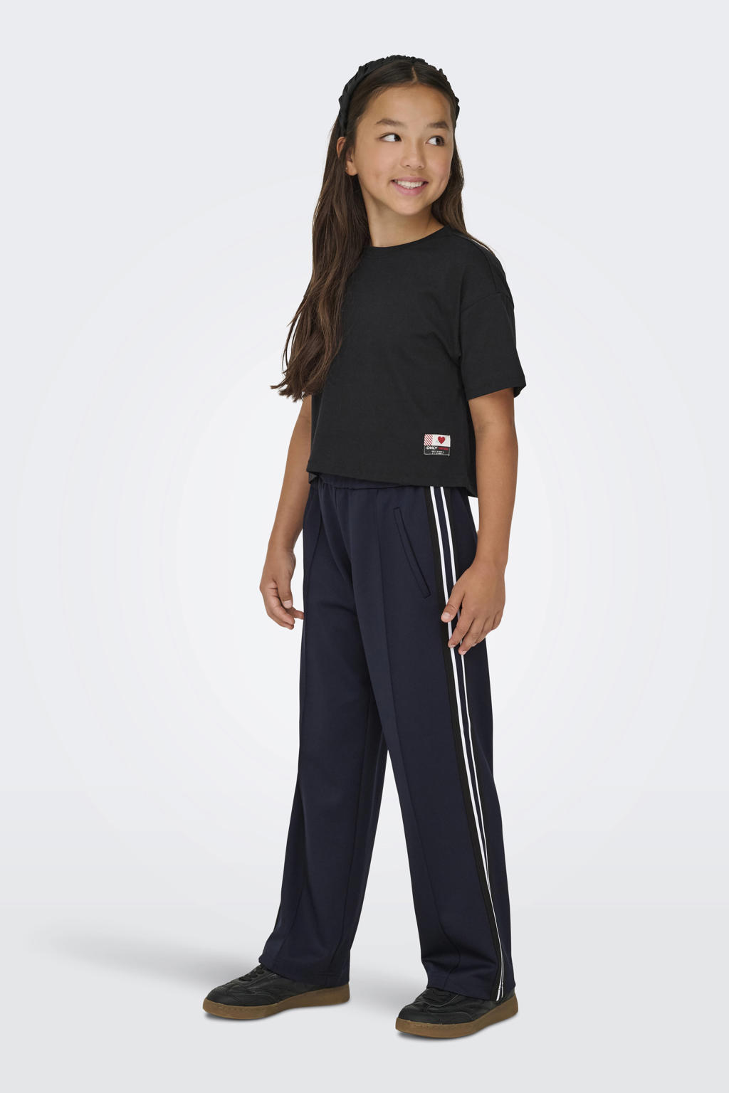 Donkerblauw en witte meisjes KIDS ONLY GIRL wide leg casual broek met effen
