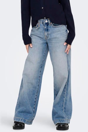 high waist wide leg jeans medium blue denim