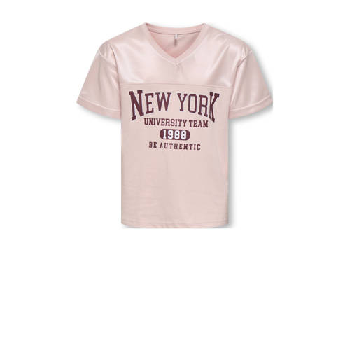 KIDS ONLY GIRL T-shirt lichtroze Meisjes Polyester V-hals Tekst - maat 134/140 afbeelding