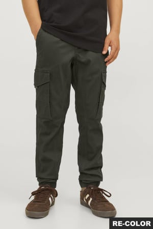 slim fit cargobroek donkergroen