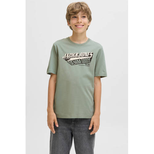 JACK & JONES JUNIOR T-shirt lichtgroen Jongens Katoen Ronde hals Logo - maat 176 afbeelding