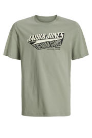 thumbnail: Lichtgroene jongens JACK & JONES JUNIOR T-shirt van katoen met logo dessin, korte mouwen en ronde hals