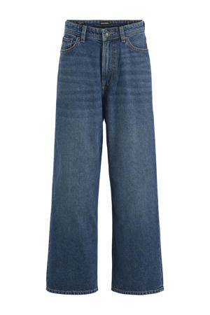 high waist loose fit jeans dark blue denim