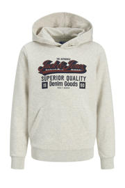 thumbnail: Witte jongens JACK & JONES JUNIOR hoodie van katoen met logo dessin, lange mouwen en capuchon