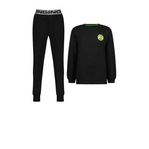 Vingino pyjama Wodan zwart Jongens Stretchkatoen Ronde hals Backprint