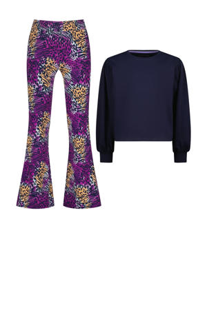 pyjamaset donkerblauw/paars/geel