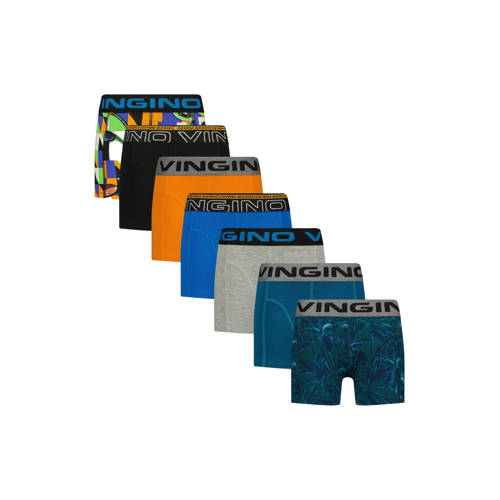 Vingino boxershort - set van 7 zwart/oranje/blauw Multi Jongens Stretchkatoen - maat 158/164 afbeelding