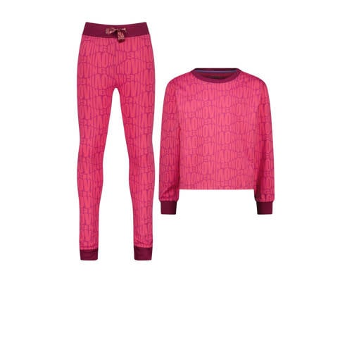 Vingino pyjamaset roze Meisjes Stretchkatoen Ronde hals All over print
