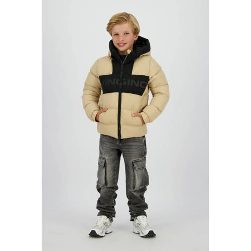 Vingino gewatteerde jas beige Jongens Nylon Capuchon Effen