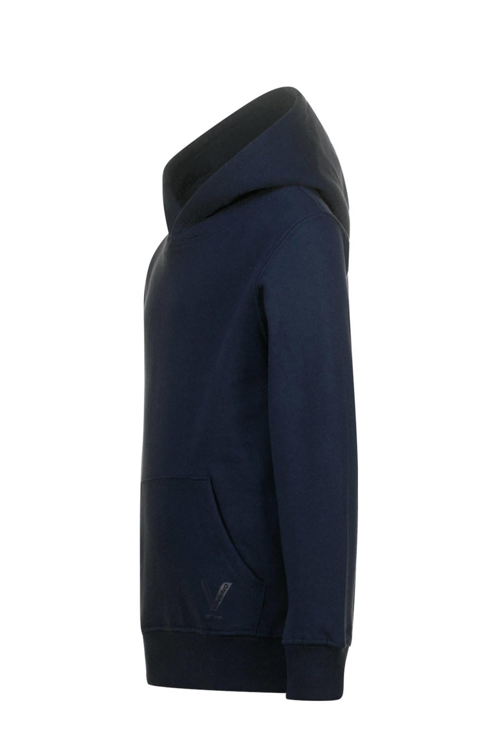 Donkerblauwe jongens Vingino hoodie van katoen met effen, lange mouwen en capuchon