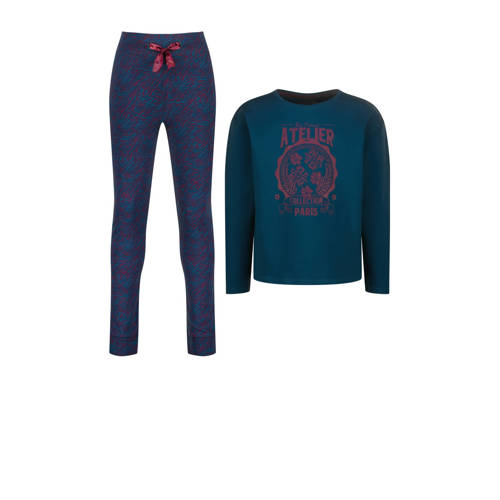 Vingino pyjama Wayra donkerblauw Meisjes Stretchkatoen Ronde hals All over print - maat 158/164 afbeelding