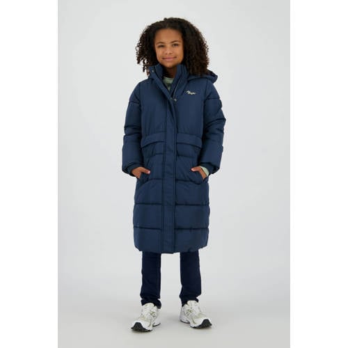 Vingino gewatteerde jas donkerblauw Meisjes Polyester Capuchon Effen