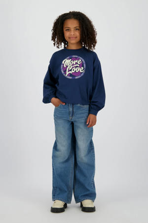 wide leg baggy jeans medium blue denim