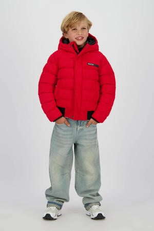 gewatteerde jas rood