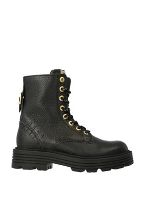 leren veterboots zwart
