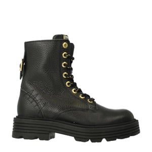 leren veterboots zwart