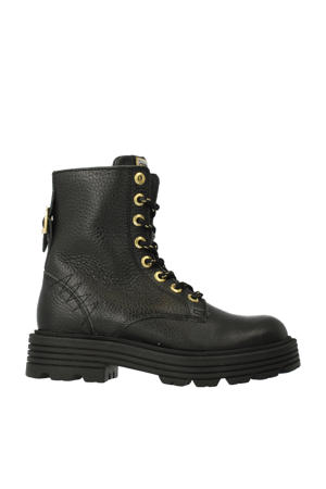 leren veterboots zwart