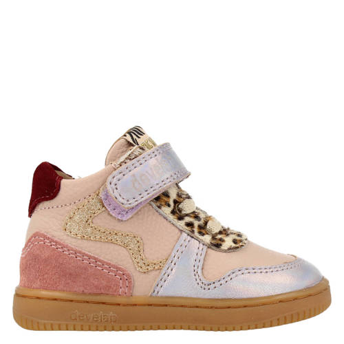 Develab First Step Mid Cut leren sneakers roze Meisjes Leer Meerkleurig