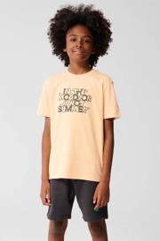 thumbnail: Oranje jongens Shoeby T-shirt van katoen met printopdruk, korte mouwen en ronde hals