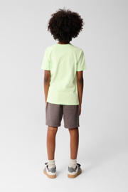 thumbnail: Lichtgroene jongens Shoeby T-shirt van katoen met tekst print, korte mouwen en ronde hals