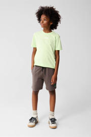 thumbnail: Lichtgroene jongens Shoeby T-shirt van katoen met tekst print, korte mouwen en ronde hals