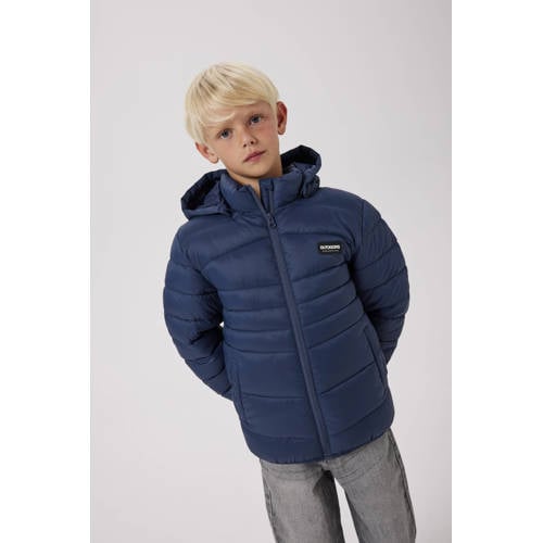 NAME IT KIDS gewatteerde jas donkerblauw Jongens Nylon Capuchon Effen - maat 146 afbeelding