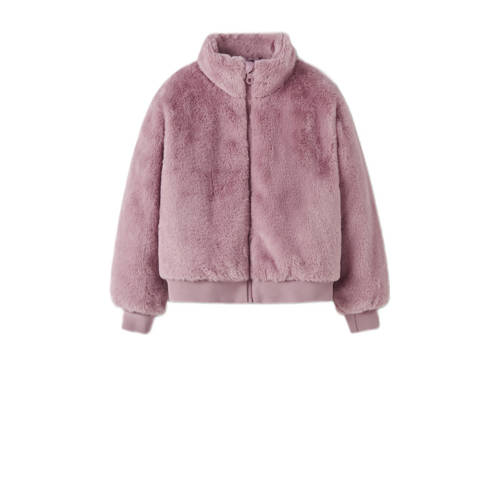 NAME IT KIDS faux fur jas roze Meisjes Imitatiebont Opstaande kraag Effen - maat 158 afbeelding