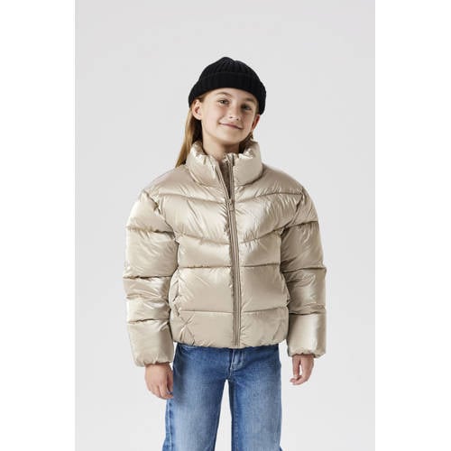 NAME IT KIDS gewatteerde jas goud Meisjes Nylon Opstaande kraag Effen