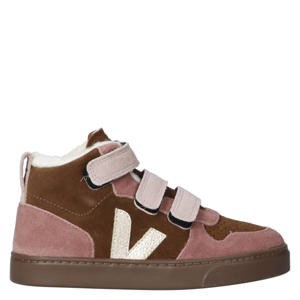 Small V-10 Mid gevoerde suède sneakers aubergine/roze