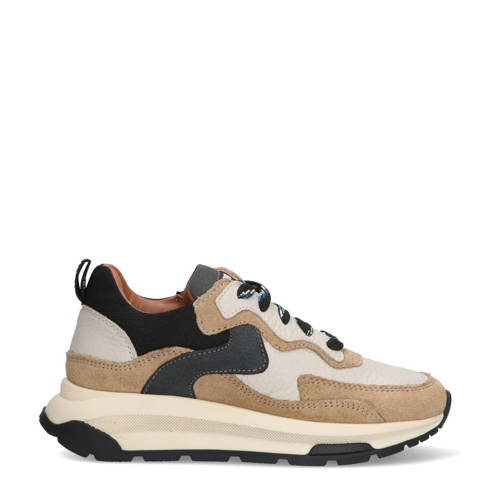 Braqeez Freek Flash leren sneakers taupe Jongens Leer Meerkleurig - maat 35 afbeelding