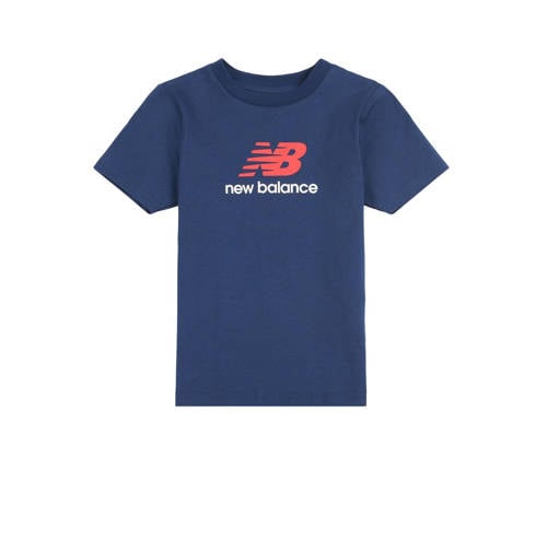 New Balance T-shirt Stacked blauw Jongens/Meisjes Katoen Ronde hals Effen - maat 80 afbeelding