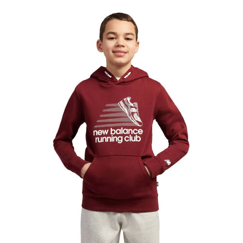 New Balance hoodie Running Club Graphic FT donkerrood Sweater Printopdruk - maat 134-140 afbeelding