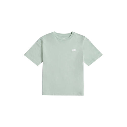 New Balance T-shirt lichtgroen Meisjes Katoen Ronde hals Effen - maat 164 afbeelding