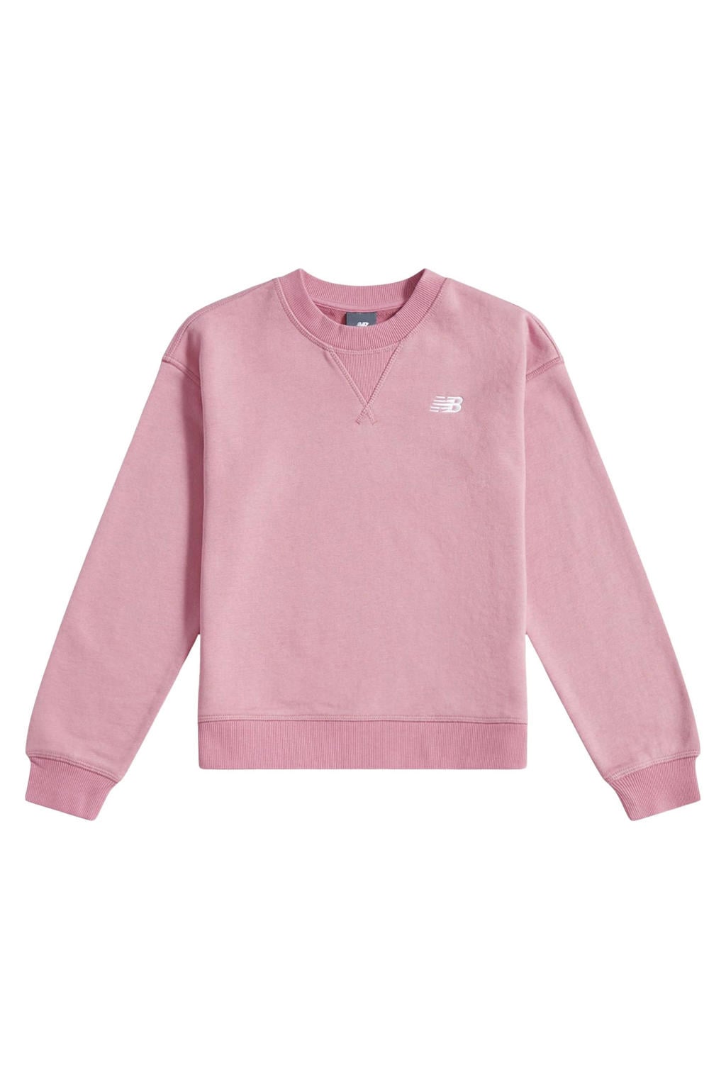 Roze jongens en meisjes New Balance sweater met effen, lange mouwen en ronde hals