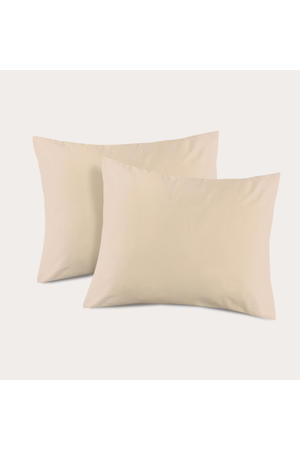 katoenen kussensloop beige - (50x70 cm) (set van 2)