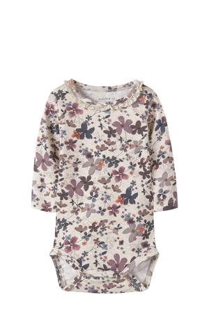romper met bloemenprint ecru/lila