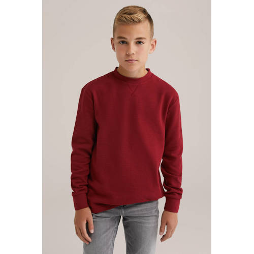 WE Fashion Blue Ridge sweater donkerrood Effen - maat 122/128 afbeelding