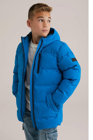 gewatteerde jas blauw