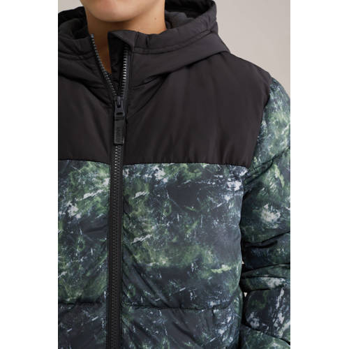 Salty Dog gewatteerde jas donkergroen Jongens Polyester Capuchon All over print