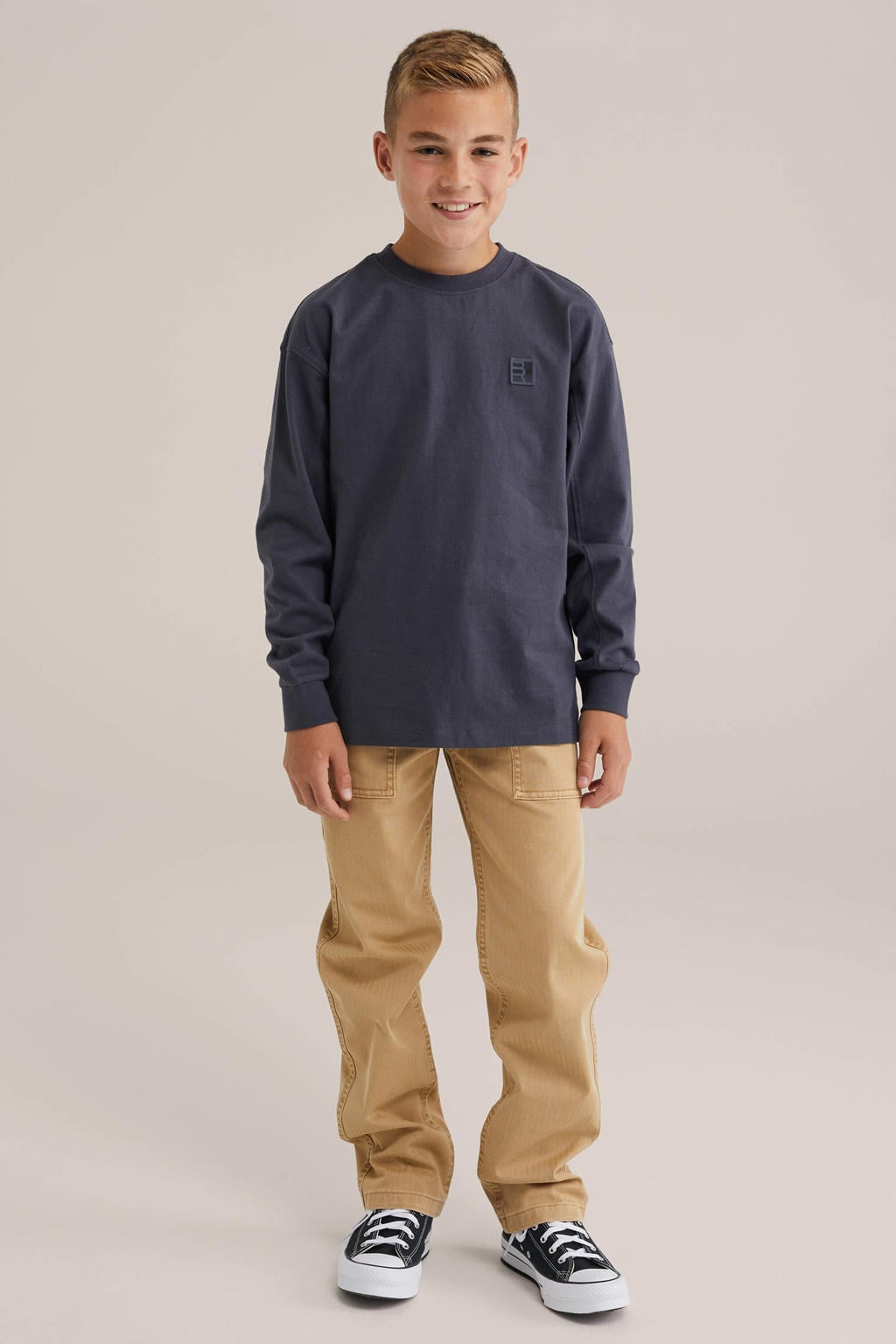 WE Fashion Blue Ridge longsleeve antraciet