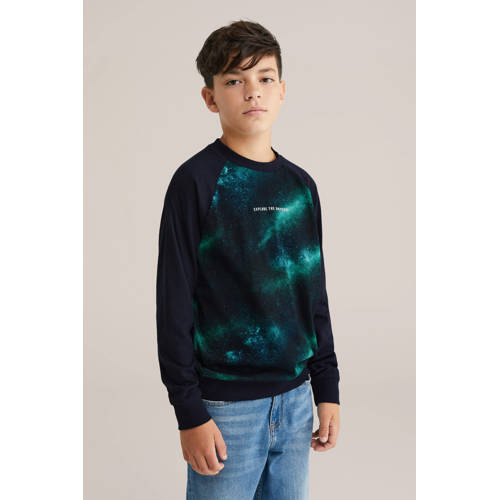 WE Fashion Blue Ridge longsleeve donkerblauw Jongens Katoen Ronde hals - maat 146/152 afbeelding