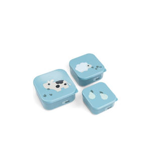 Snackdoos set 3 stuks Tiny farm - Blauw