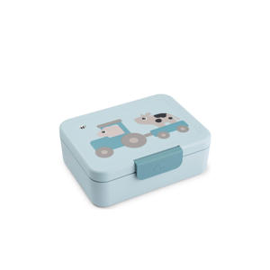  Broodtrommel met vakverdeling Tiny farm - Blauw