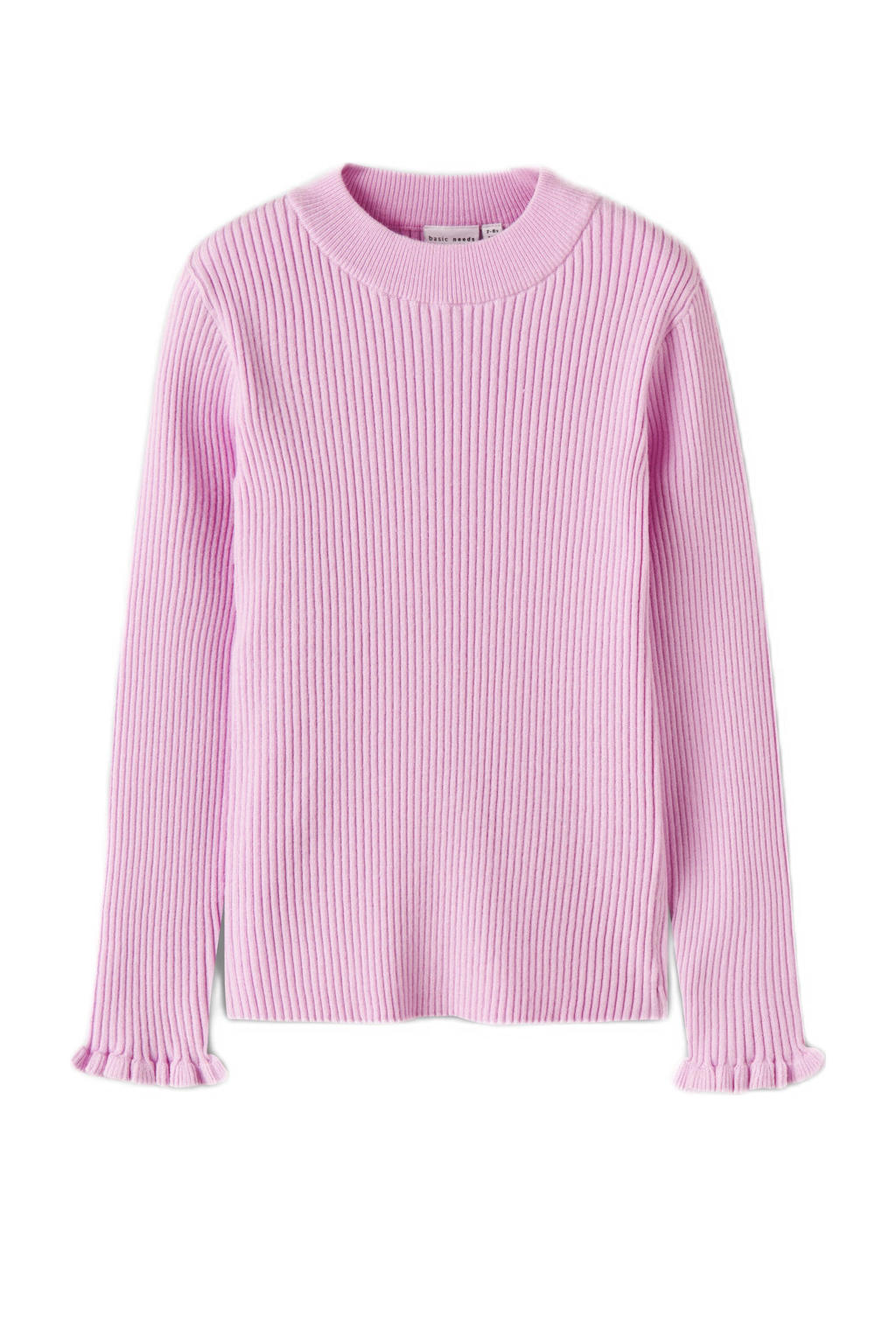 Roze meisjes NAME IT KIDS longsleeve van viscose met effen, lange mouwen en ronde hals