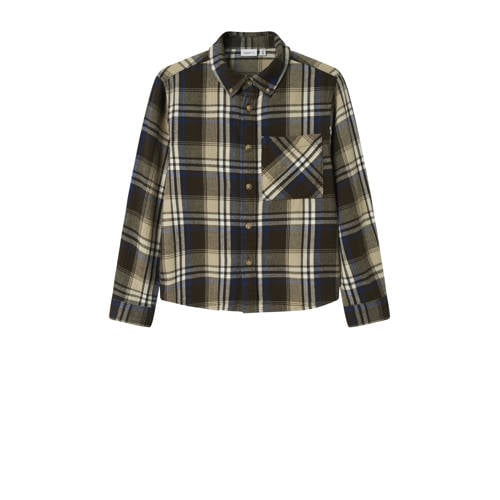 NAME IT KIDS overshirt zand Overhemd Beige Jongens Katoen Klassieke kraag